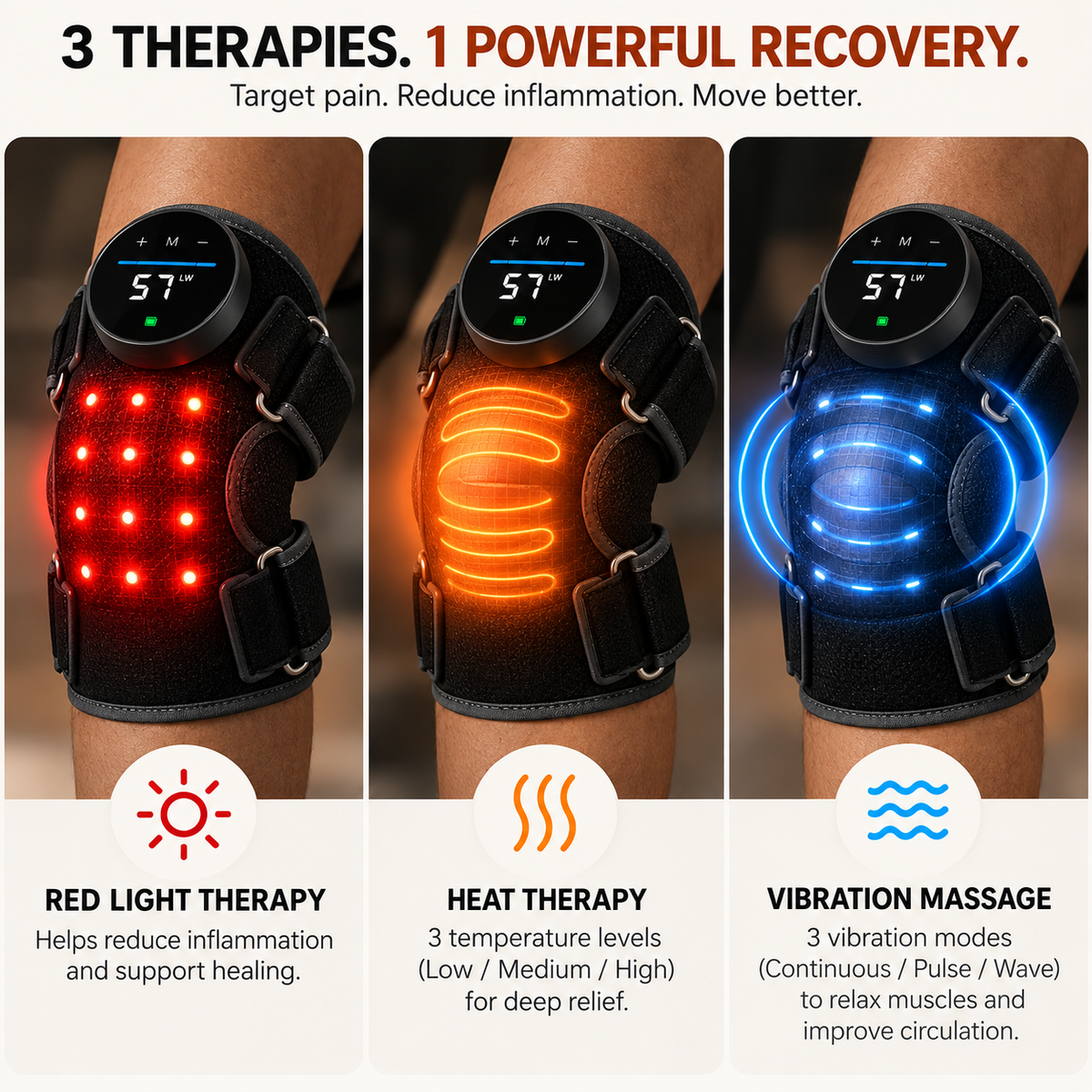 KnotFree 3-in-1 Heated Knee Massager